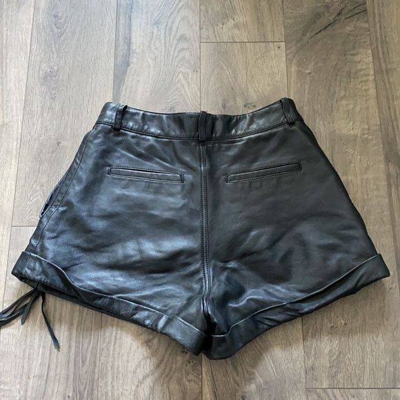 The Kooples Black High Waist Leather Shorts - Picture 9 of 11